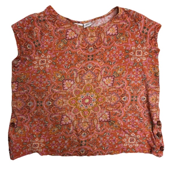 Joie Tops - Joie 100% Linen Boho Paisley Kaleidoscope Boxy Top w/ Side Buttons – Size L